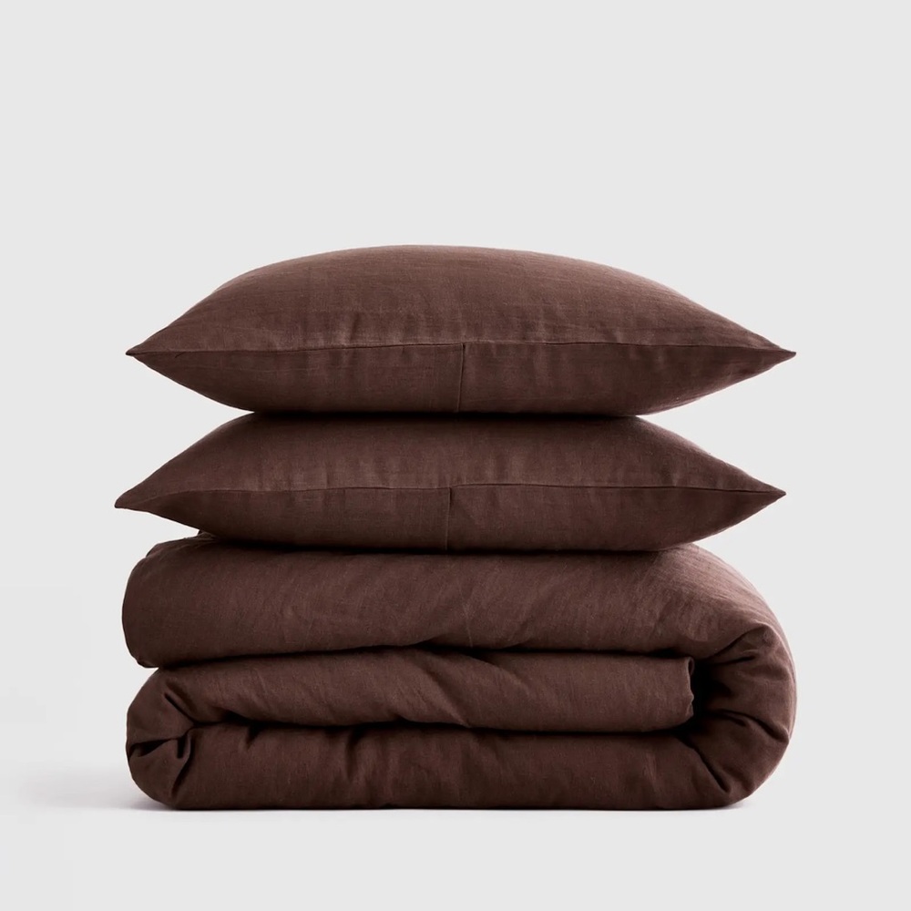 Quince King/ Cal King European Linen Duvet Cover with sham set- espresso